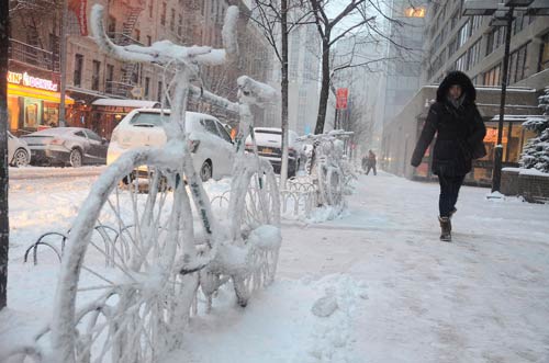 برف در خیابان های نیویورک